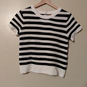 Nicole Miller cropped b&w striped sweater